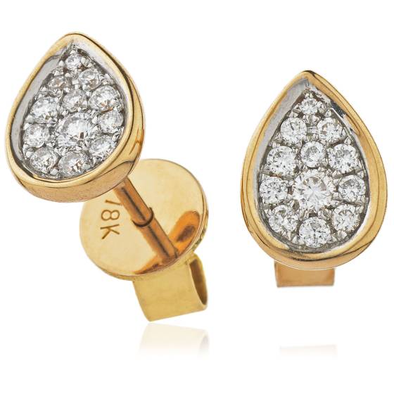 HERCL100 Tear Drop Bezel Round cut Cluster Diamond Earring