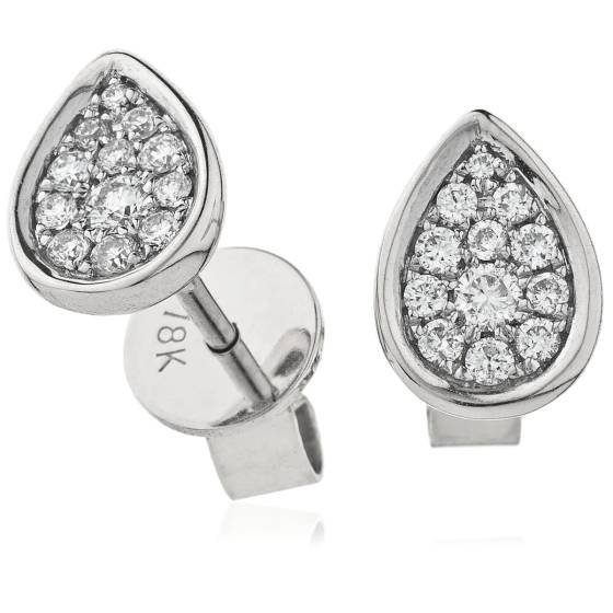 HERCL100 Tear Drop Bezel Round cut Cluster Diamond Earring