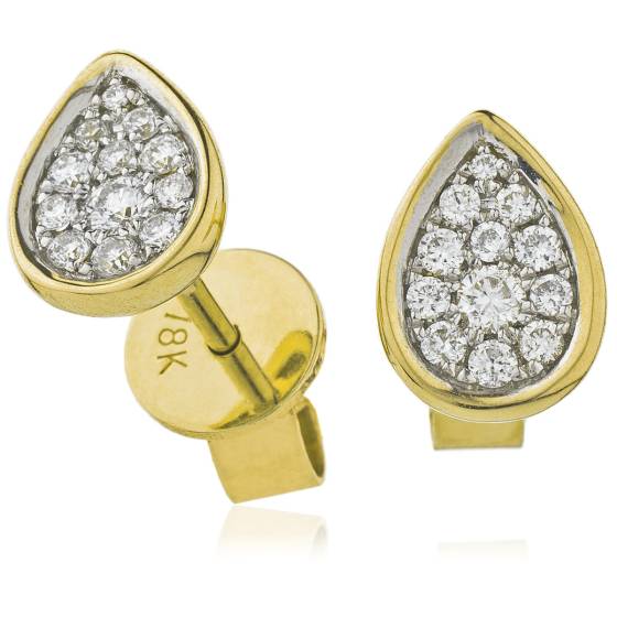 HERCL100 Tear Drop Bezel Round cut Cluster Diamond Earring