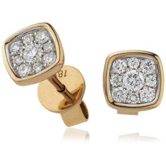 HERCL101 Cushion Bezel Round cut Cluster Diamond Earring