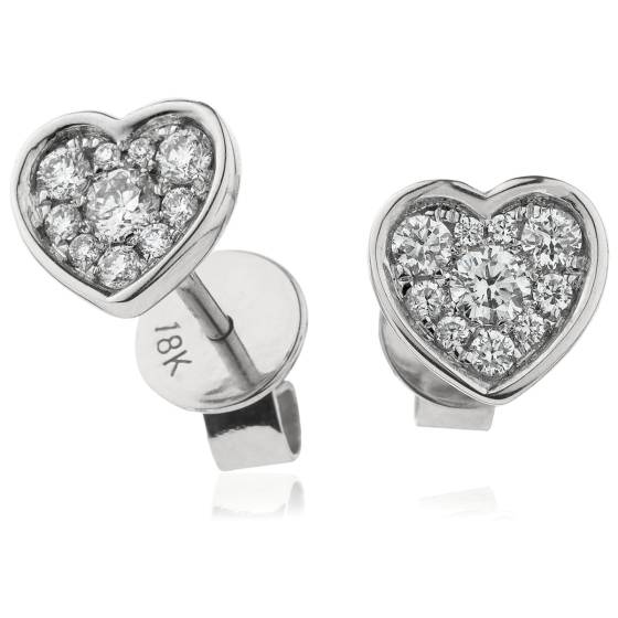 HERCL102 Heart Bezel Round cut Cluster Diamond Earring