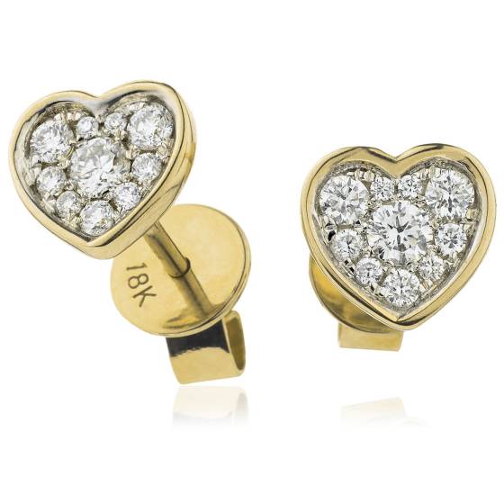 HERCL102 Heart Bezel Round cut Cluster Diamond Earring