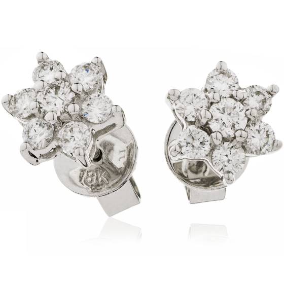 HERCL103 Round cut Diamond Floral Cluster Earrings
