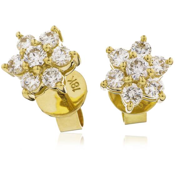 HERCL103 Round cut Diamond Floral Cluster Earrings