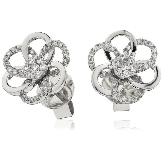 HERCL104 Round cut Infinity Flower Designer Earrings