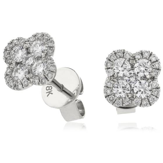 HERCL107 Quad Circle Round cut Cluster Diamond Earrings