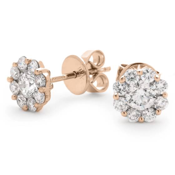 HERCL109 Round cut Cluster Diamond Earrings