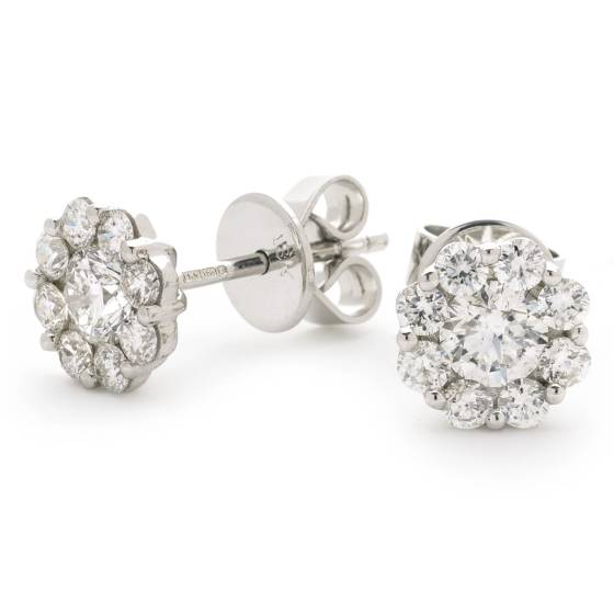 HERCL109 Round cut Cluster Diamond Earrings