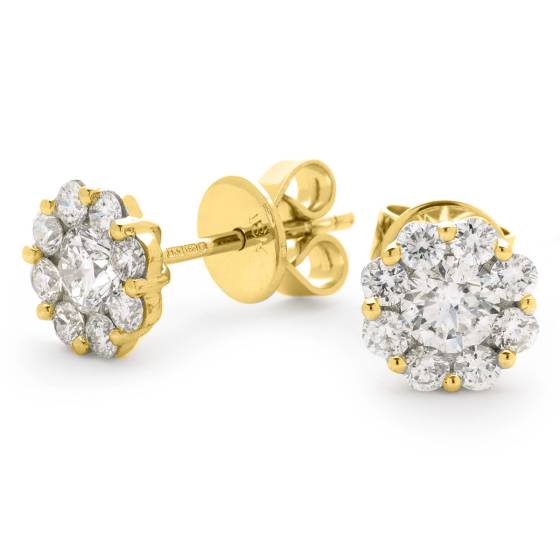 HERCL109 Round cut Cluster Diamond Earrings