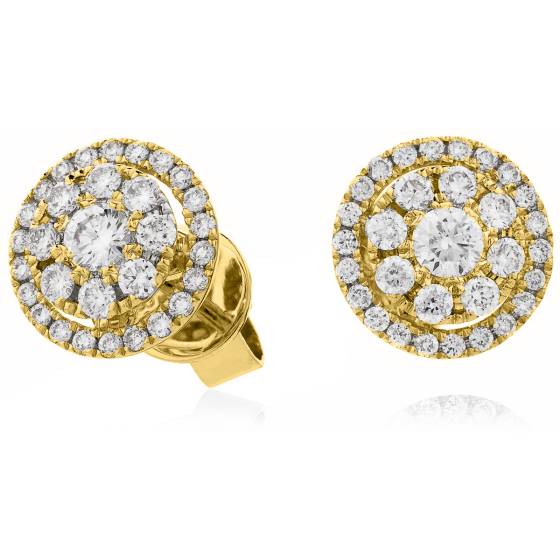 HERCL113 Classic Round cut Halo Cluster Diamond Earrings