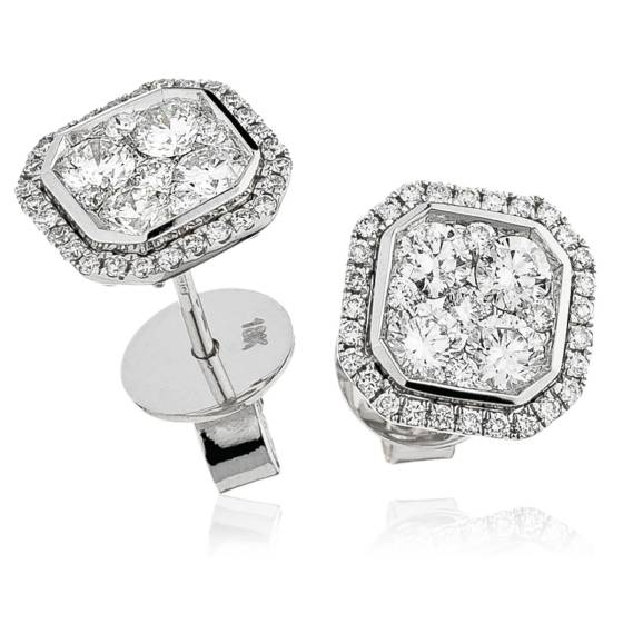 HERCL116 Bezel set Round cut Cluster Diamond Earrings