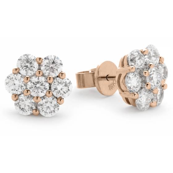 HERCL128 Seven Stone Cluster Diamond Earrings