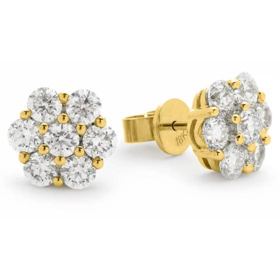 HERCL128 Seven Stone Cluster Diamond Earrings