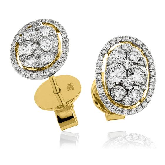 HERCL134 Oval Design Cluster Diamond Earrings