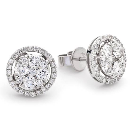 HERCL136 Cocktail Cluster Diamond Earrings