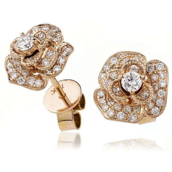 HERCL137 Designer Floral Cluster Diamond Earrings
