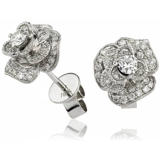 HERCL137 Designer Floral Cluster Diamond Earrings