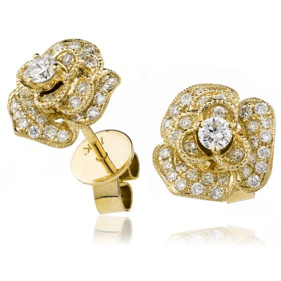 HERCL137 Designer Floral Cluster Diamond Earrings