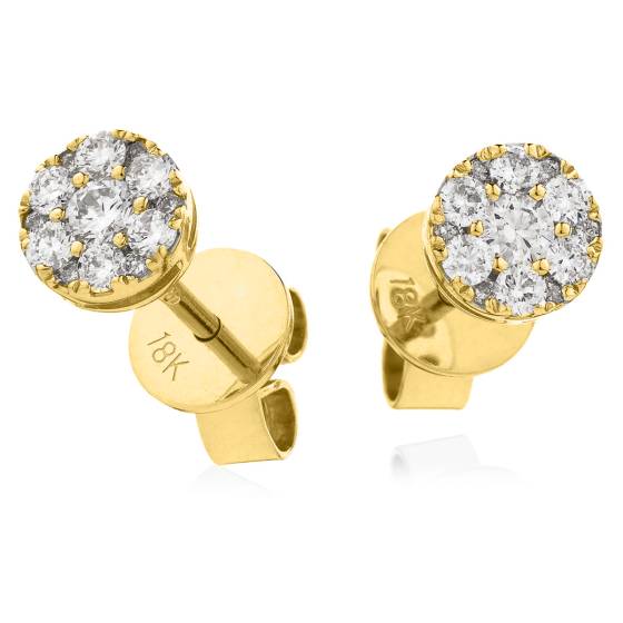 HERCL140 Design Brilliant Cut Cluster Diamond Earrings