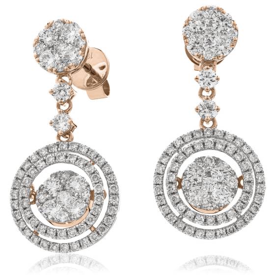 HERCL188 Movable Drop Round Diamond Earrings