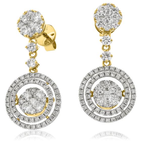 HERCL188 Movable Drop Round Diamond Earrings
