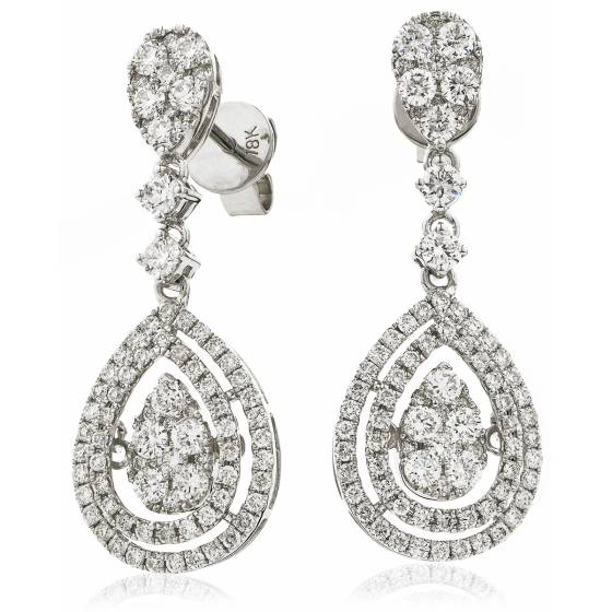 HERCL189 Tear Drop Movable Round Diamond Earrings