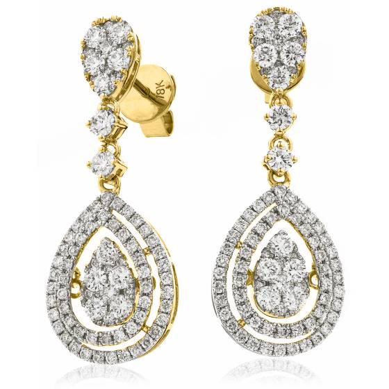 HERCL189 Tear Drop Movable Round Diamond Earrings