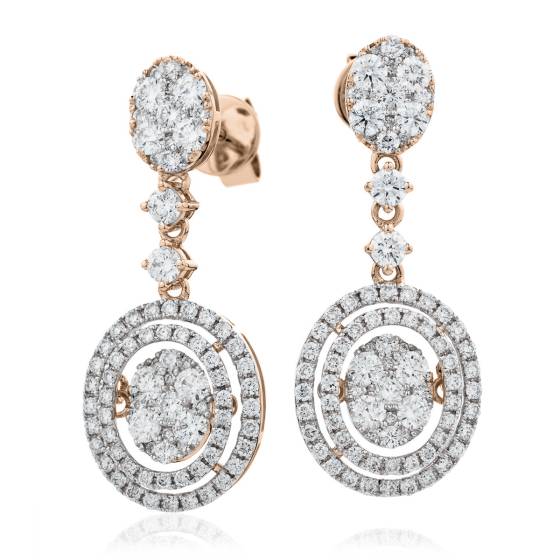 HERCL190 Double Circle Movable Round Diamond Earrings