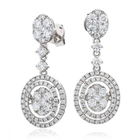 HERCL190 Double Circle Movable Round Diamond Earrings