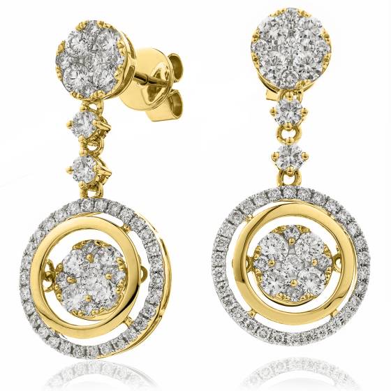 HERCL192 Designer Movable Round  Diamond Earrings