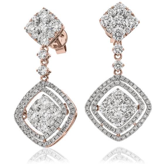 HERCL194 Designer Cluster Movable Diamond Earrings