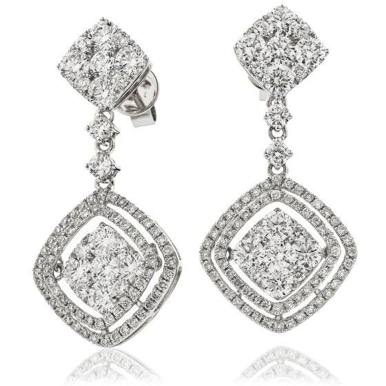 HERCL194 Designer Cluster Movable Diamond Earrings