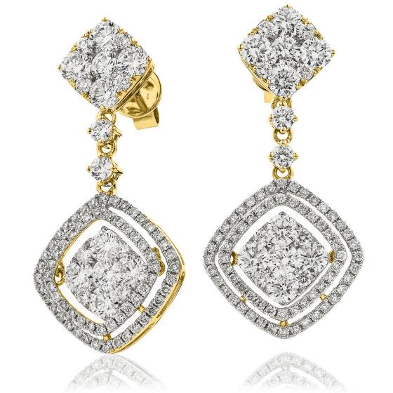 HERCL194 Designer Cluster Movable Diamond Earrings