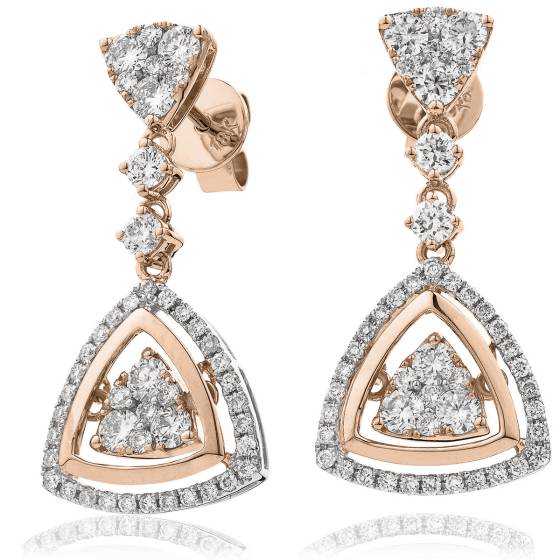 HERCL196 Triangular Cluster Movable Diamond Earrings