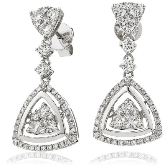 HERCL196 Triangular Cluster Movable Diamond Earrings
