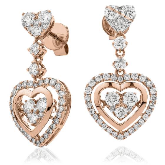 HERCL197 Heart Shape Movable Diamond Earrings