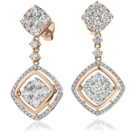 HERCL199 Unique Round cut Movable Diamond Earrings
