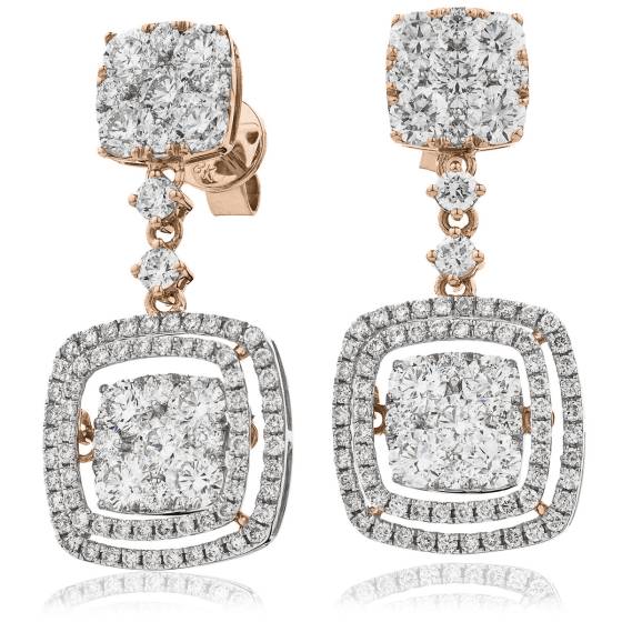 HERCL200 Double Square Design Movable Diamond Earrings