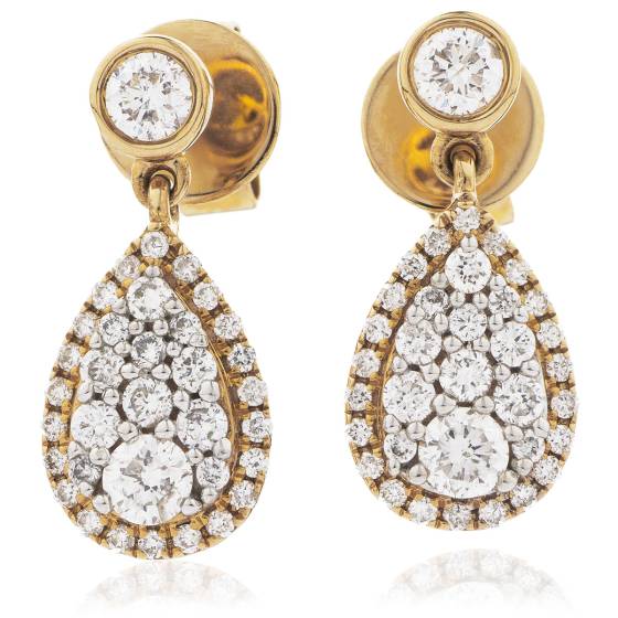HERCL202 Tear Drop & Cluster Diamond Earrings