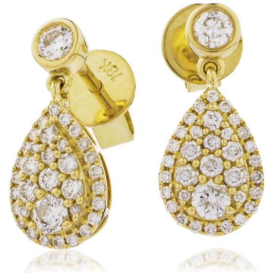 HERCL202 Tear Drop & Cluster Diamond Earrings