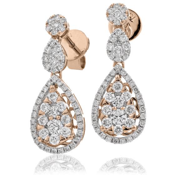 HERCL213 Round Shape Diamond Drop Earrings