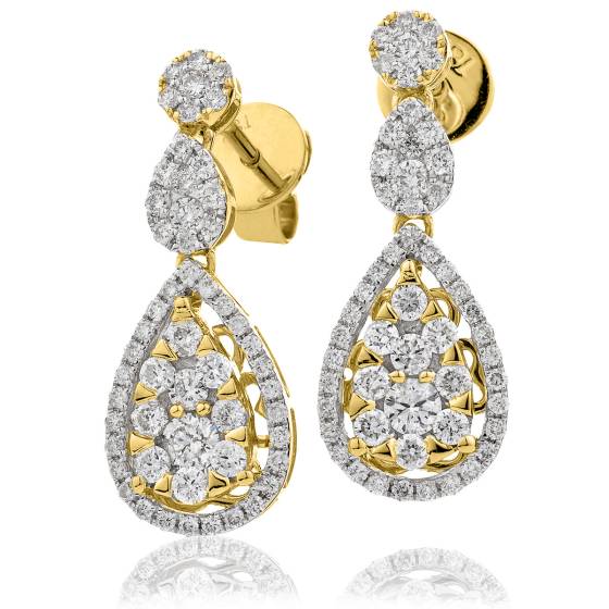 HERCL213 Round Shape Diamond Drop Earrings
