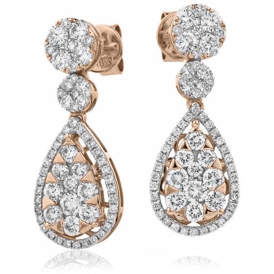 HERCL214 Pear Shape Round Diamond Drop Earrings