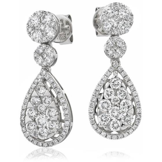 HERCL214 Pear Shape Round Diamond Drop Earrings