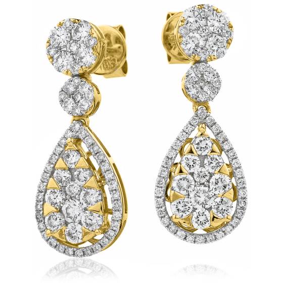 HERCL214 Pear Shape Round Diamond Drop Earrings