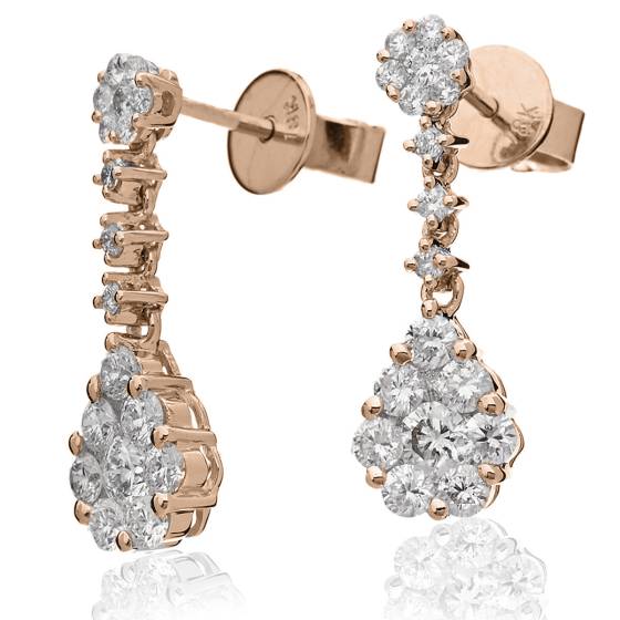 HERCL220 Designer Cluster Drop Diamond Earrings