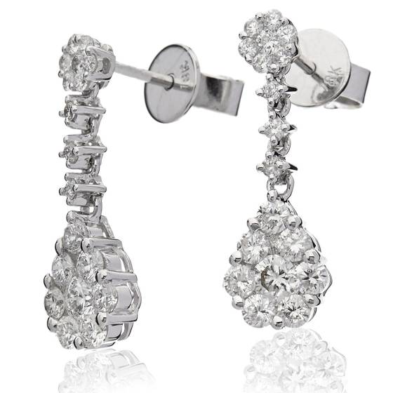 HERCL220 Designer Cluster Drop Diamond Earrings