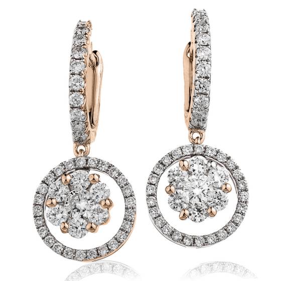 HERCL221 Designer Circle Cluster Earrings