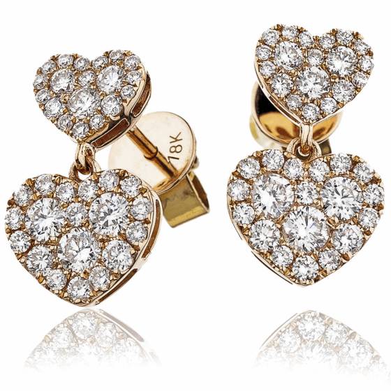 HERCL222 Heart Shape Drop Cluster Earrings
