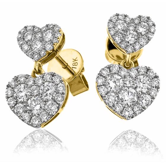 HERCL222 Heart Shape Drop Cluster Earrings